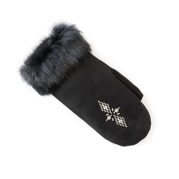 Manitobah Fur Trim Mittens - Black - Image 3