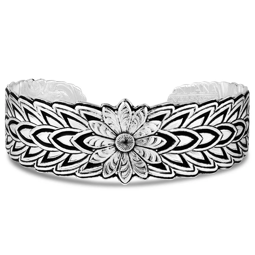 Montana Silversmiths Women's Feather Flower Rowel Cuff Bracelet