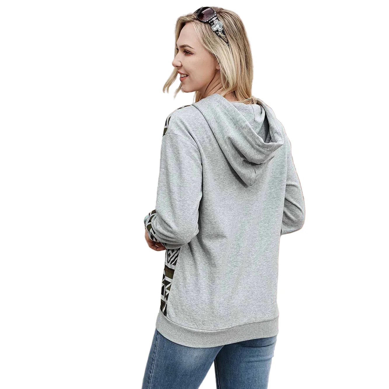 American Bling Women's Aztec Graphic Hoodie - Grey - Image 2