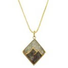Mountain Crushed Stones Necklace -  Diamond Shape with Mountain Peaks - Light Brown