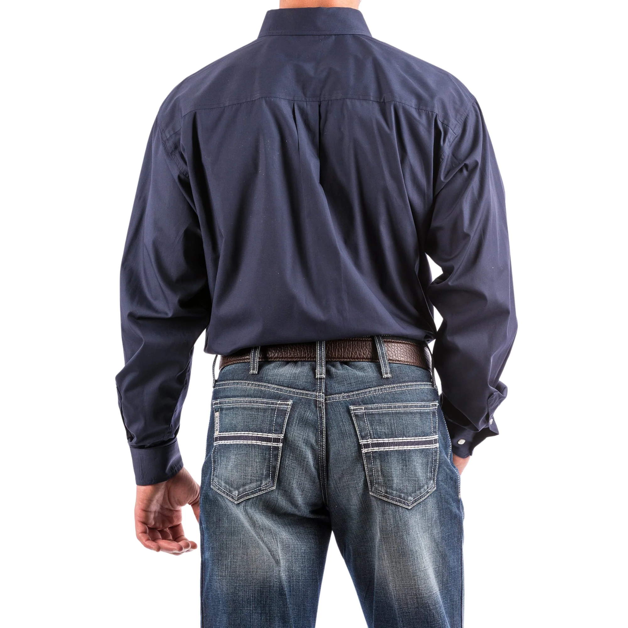 Cinch Men's Classic Fit Solid Button-Down Long Sleeve Shirt - Navy - Image 2