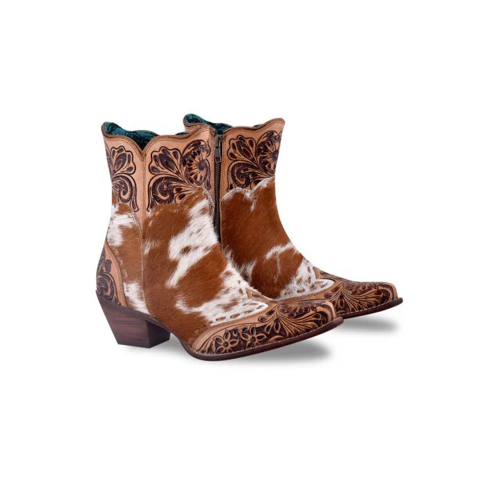 Myra Women's Winchester Hair-On Hide & Hand-Tooled Boots - Image 4