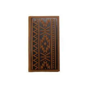 Nocona Men's Rodeo Wallet Southwest Embossed- Medium Brown