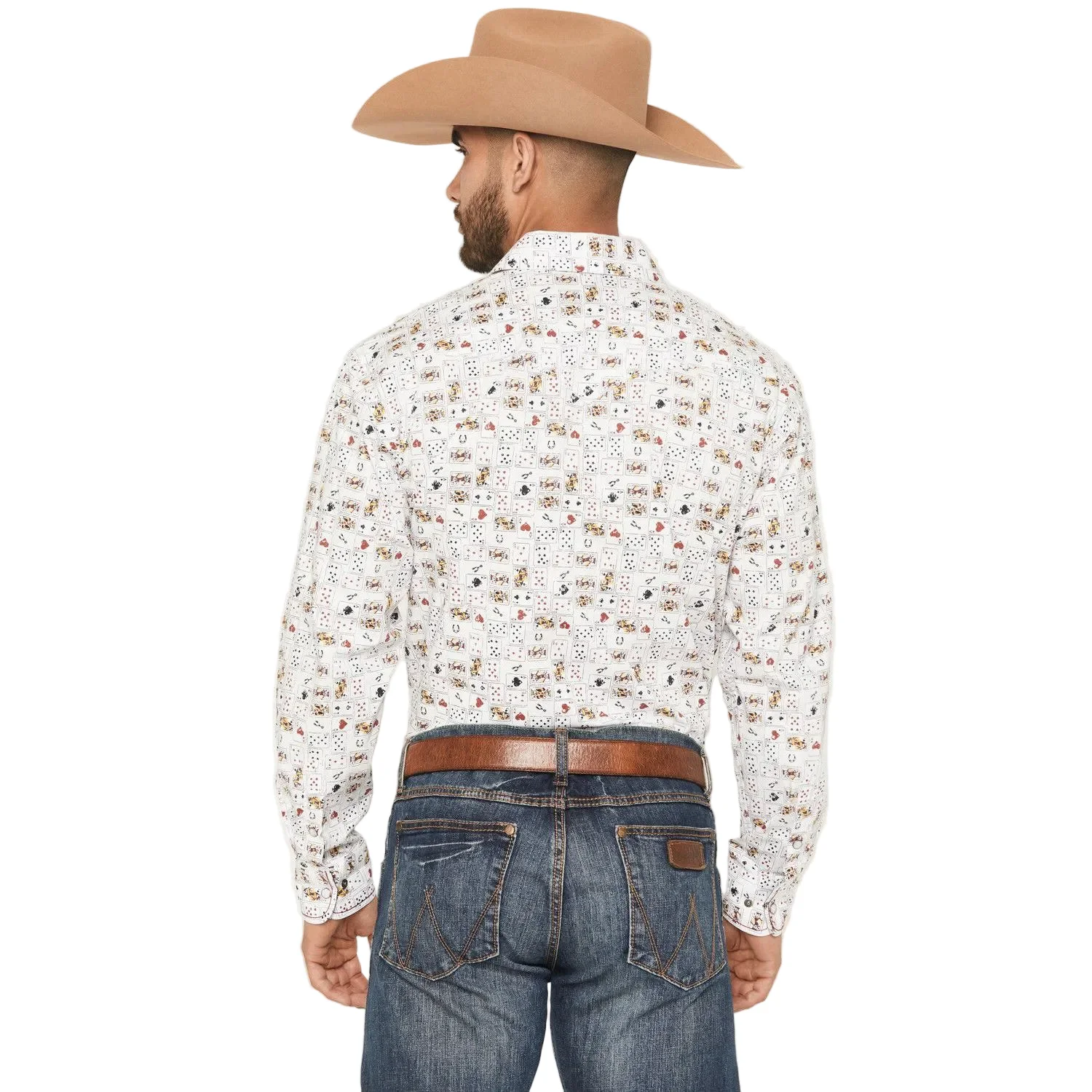 Panhandle Men's Rough Stock Vegas Print Western Long Sleeve Snap Shirt - White - Image 2