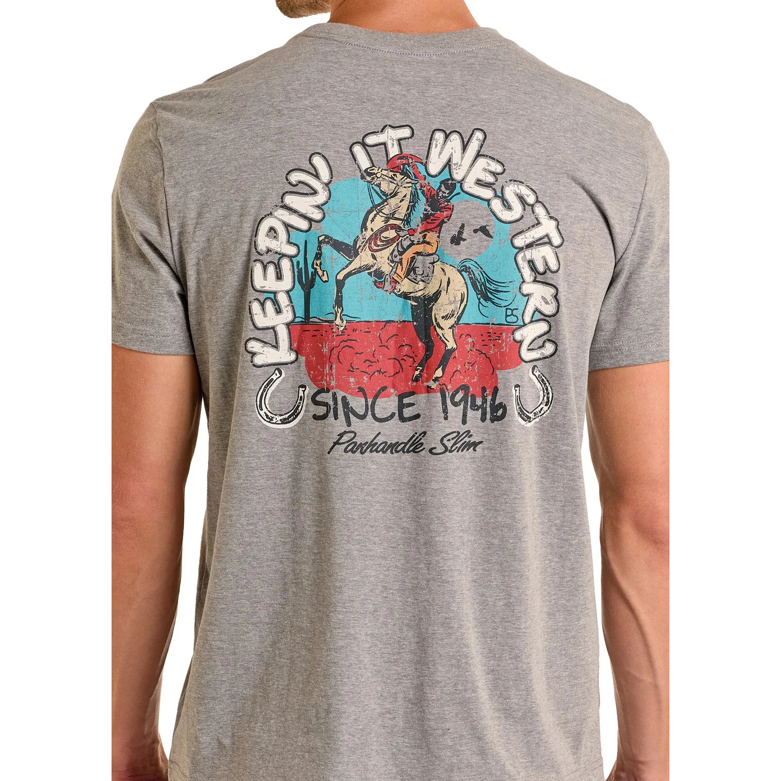 Panhandle Men's Short Graphic Tee Shirt - Grey - Image 2