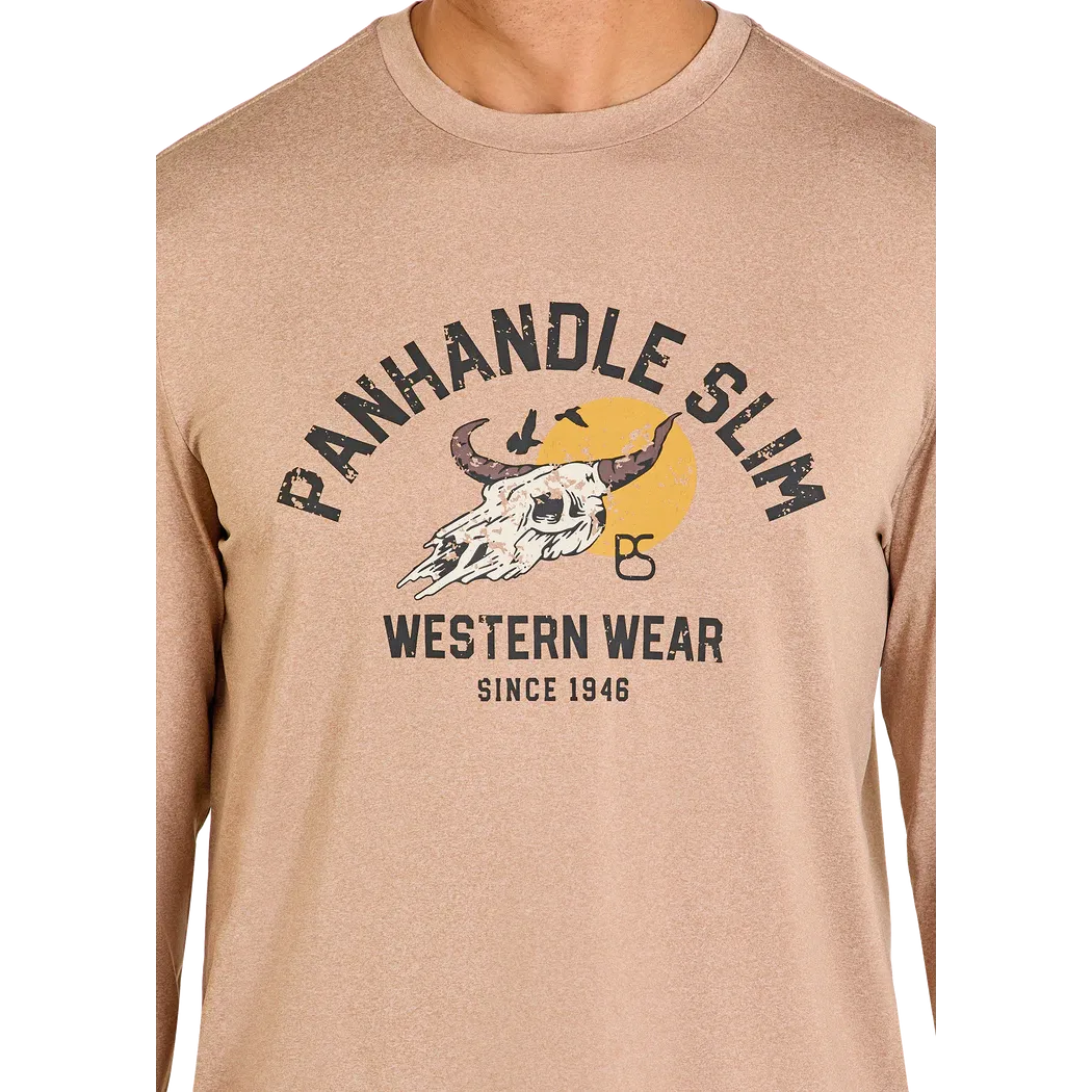 Panhandle Men's Slim Long Sleeve Graphic Tee-Shirt - Taupe - Image 2