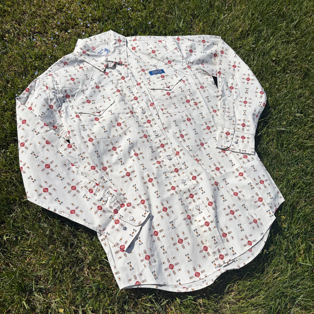 Panhandle Slim Men's Southwestern Long Sleeve Snap Shirt - Ecru - Image 2