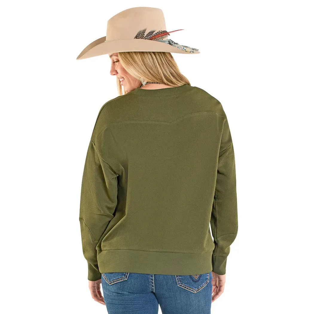 Panhandle Women's Embossed Boot Stitch Pullover Long Sleeve Sweater - Multiple Colours - Image 3