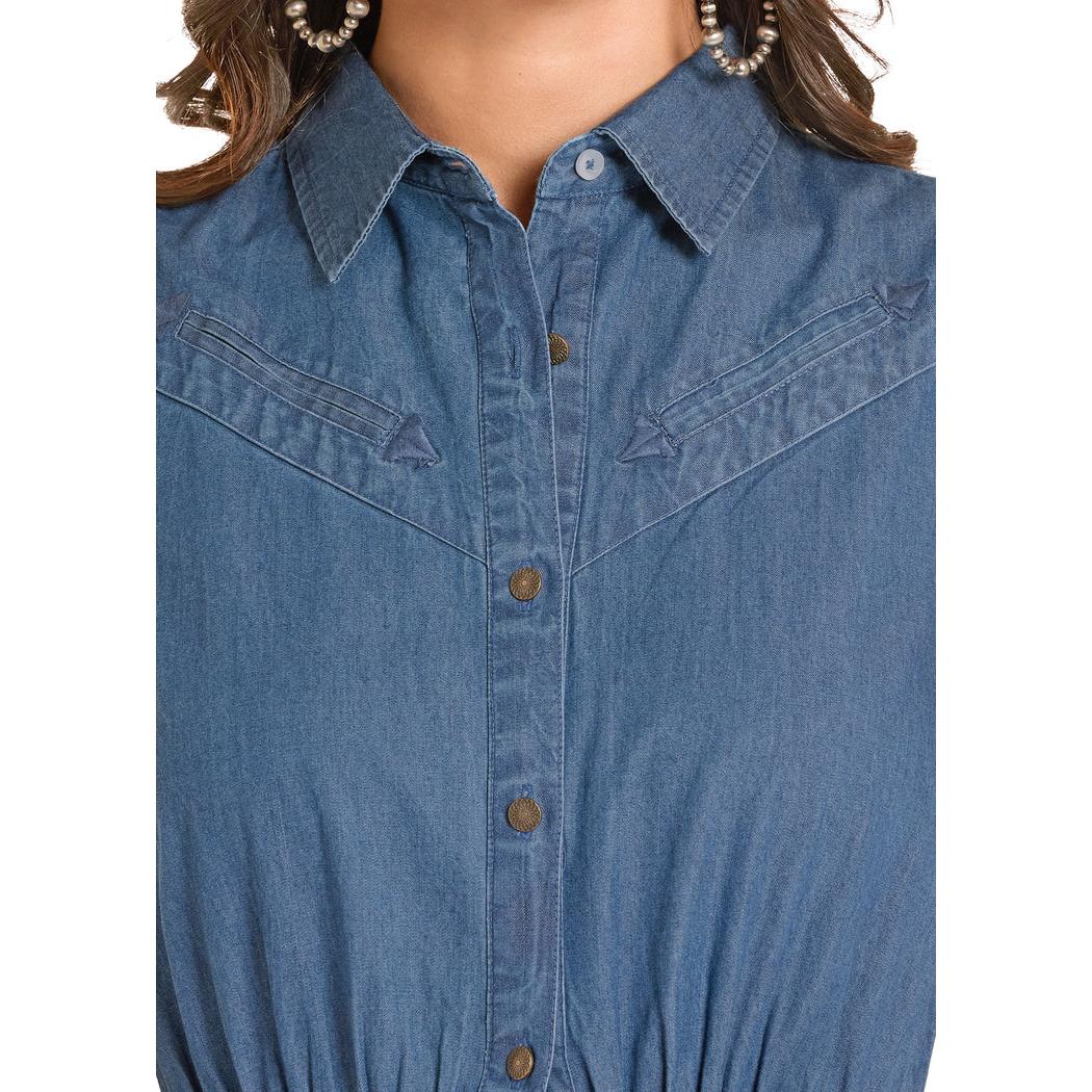 Panhandle Slim Women's Sleeveless Maxi Denim Dress - Medium Wash - Image 3