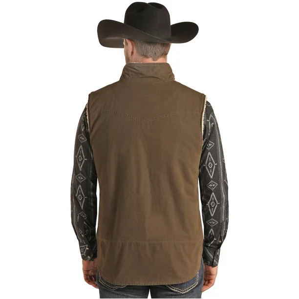 Powder River Mens Brushed Cotton Canvas Vest - Image 3