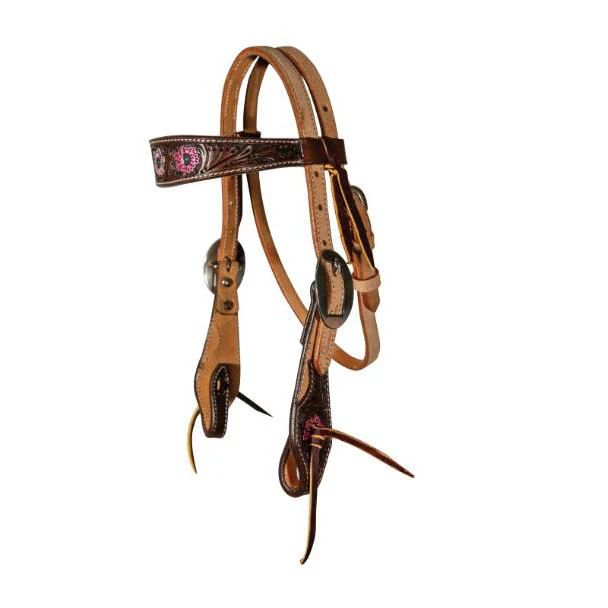 Professional's Choice Pink Flower Pony Browband Headstall
