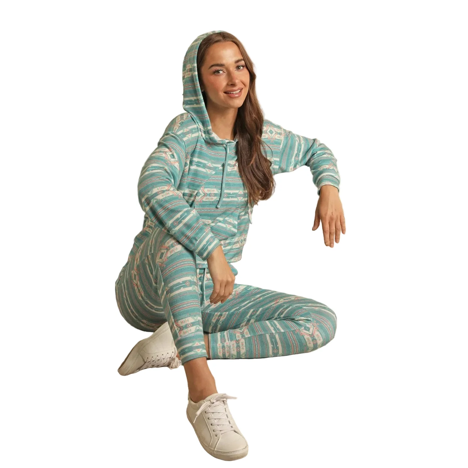 Range by RR Women's Aztec Print Hoodie - Turquoise - Image 2