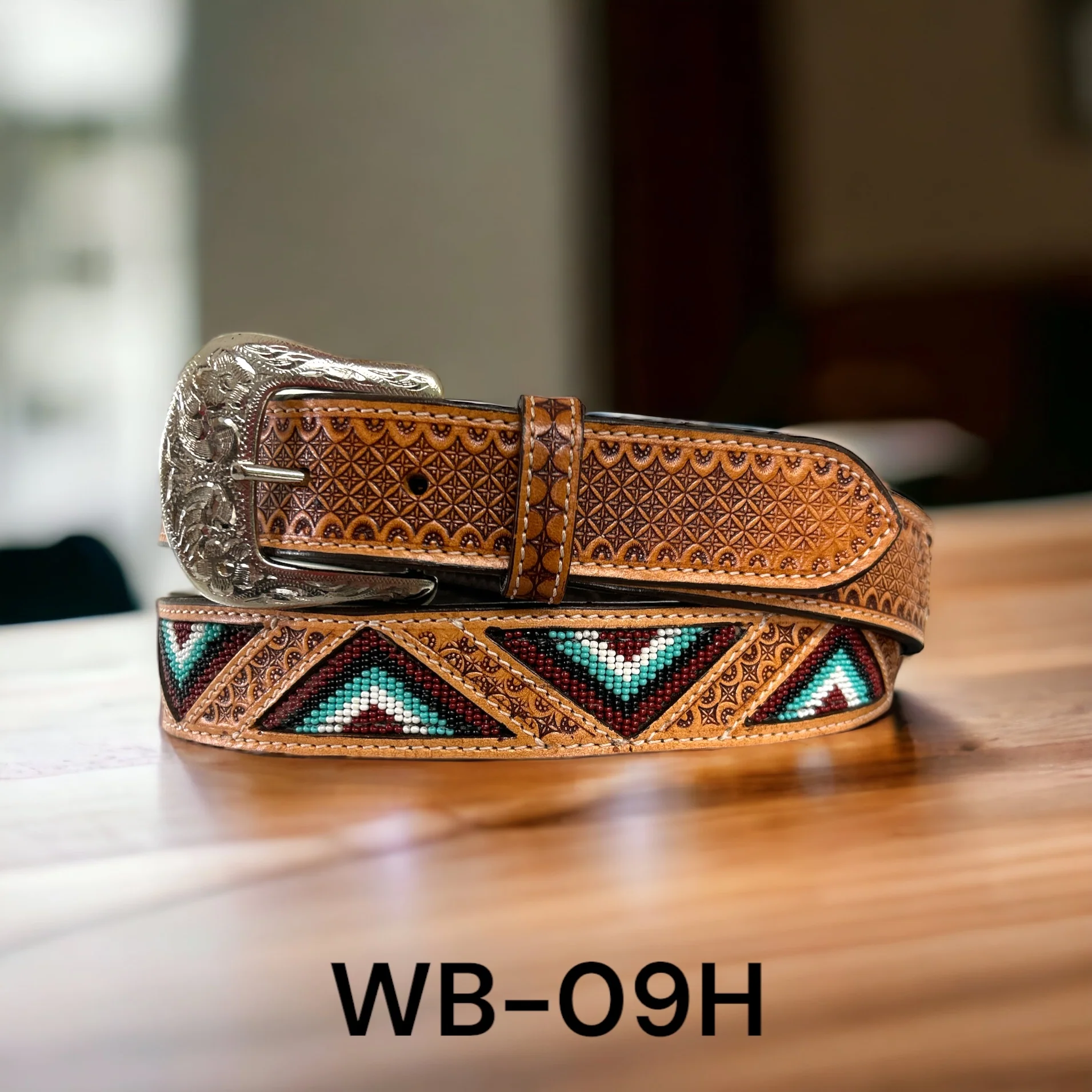 Ranger Belt Company Adult Natural Beaded and Tooled