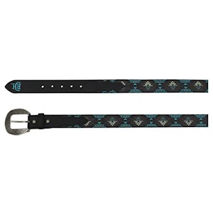 RDHC Men's Aztec Design Belt - Black/Turquoise
