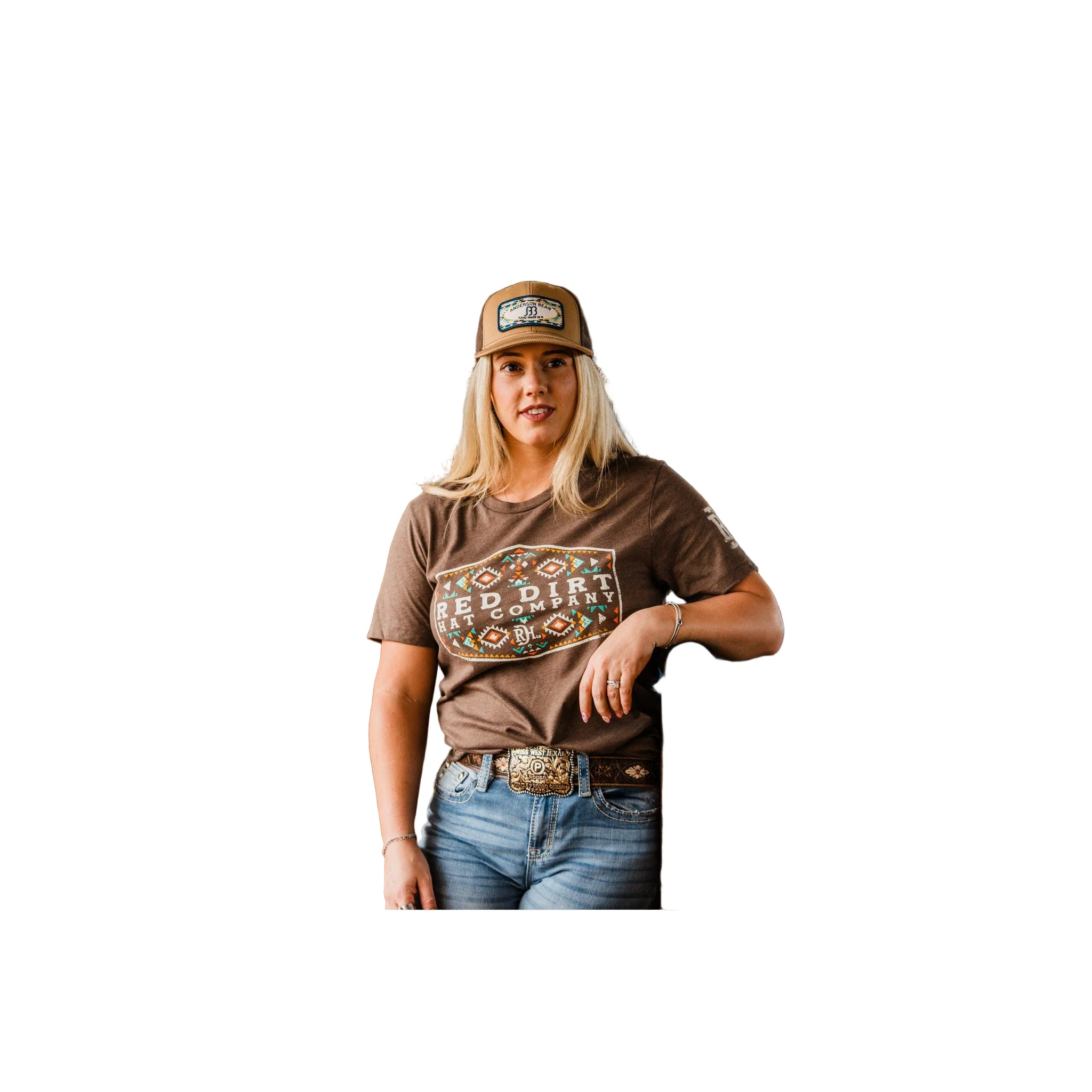 Red Dirt Hat Co. Unisex Cowboy Aztec T-Shirt - Heather Brown - Image 2