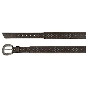 Red Dirt Men's Tooled Studded Tapered Belt - Dark Brown