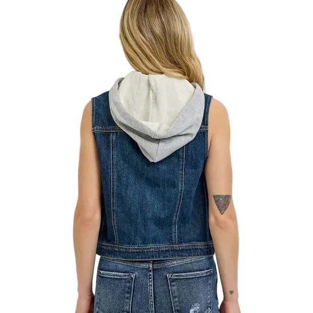 Risen Women's Denim Vest with Detachable Hoodie - Image 4