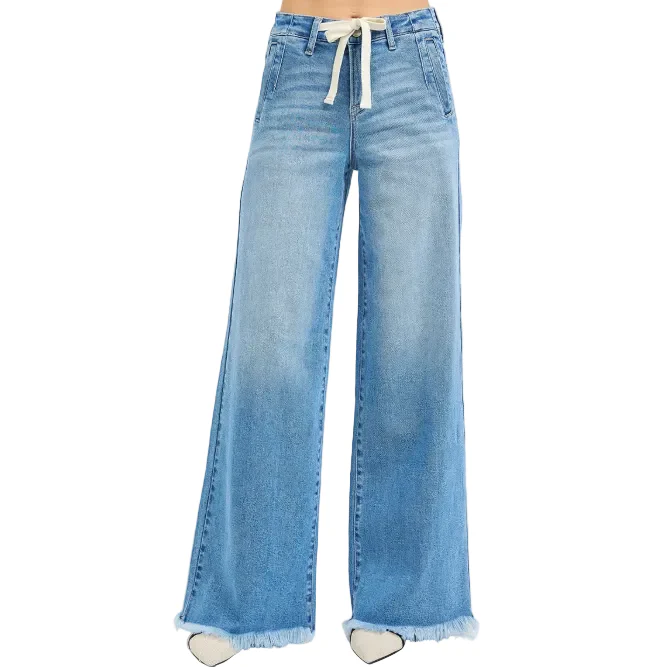 Risen Women's High Rise Wide Jeans - Light