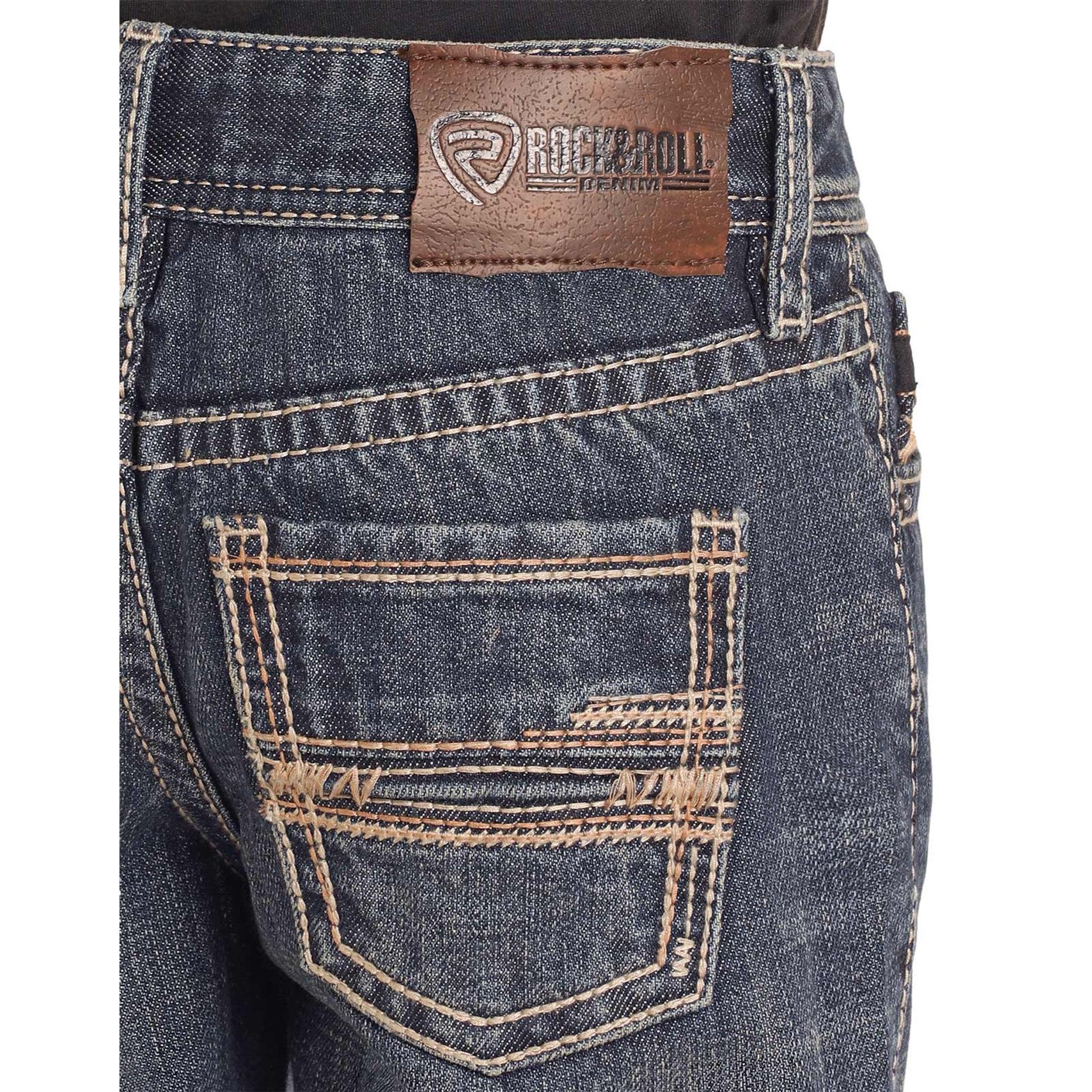 Rock & Roll Boy's BB Raised Emblem Bootcut Jeans - Dark Vintage - Image 2
