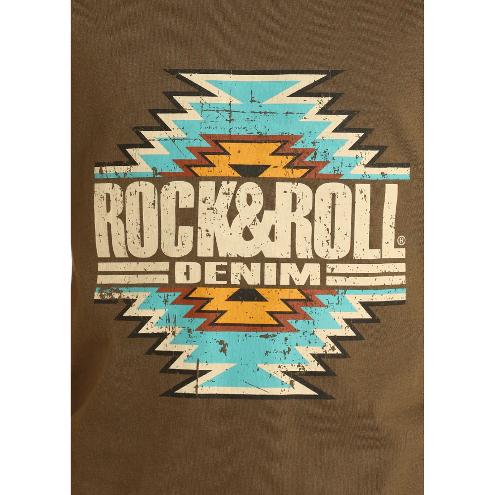 Rock & Roll Boy's Graphic T-Shirt - Aztec - Forest Green - Image 2