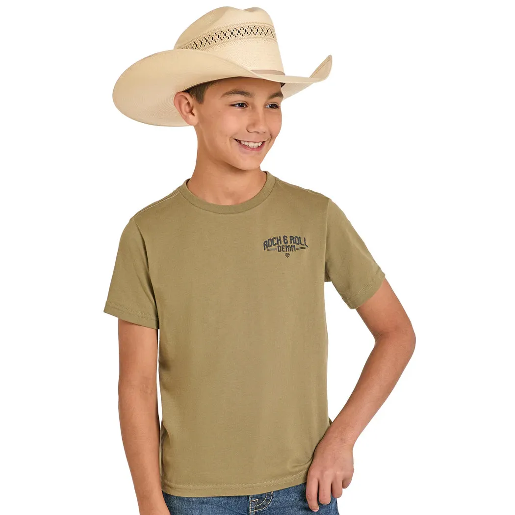 Rock & Roll Boy's Desert Truck Graphic Tee Shirt - Olive - Image 2