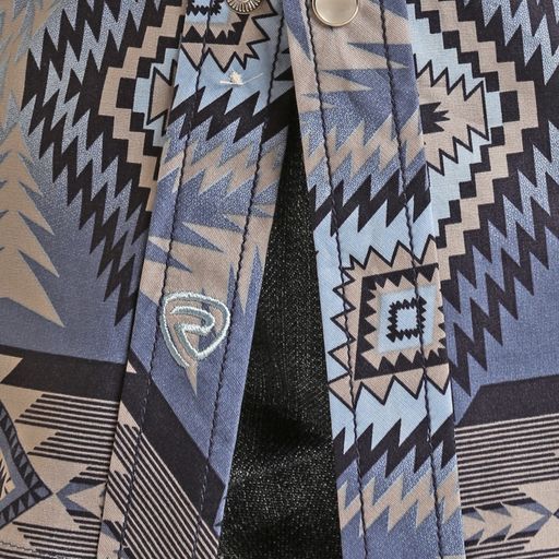 Rock & Roll Boy's Long Sleeve 2 Pocket Aztec Snap Shirt - Navy - Image 2