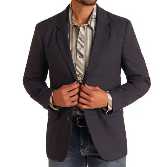 Rock & Roll Men's Plaid Blazer-Black
