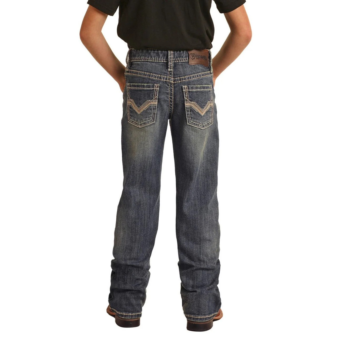 Rock & Roll Boy's Rope Stitch Bootcut Jeans - Medium Vintage - Image 2