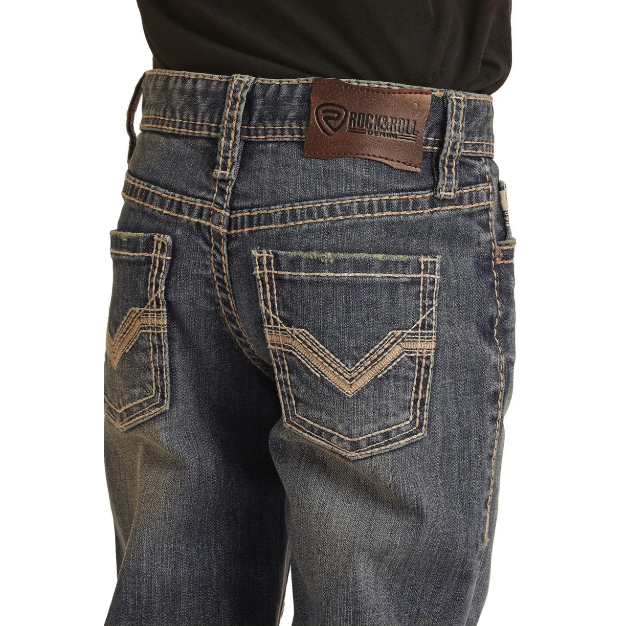 Rock & Roll Boy's Rope Stitch Bootcut Jeans - Medium Vintage - Image 3