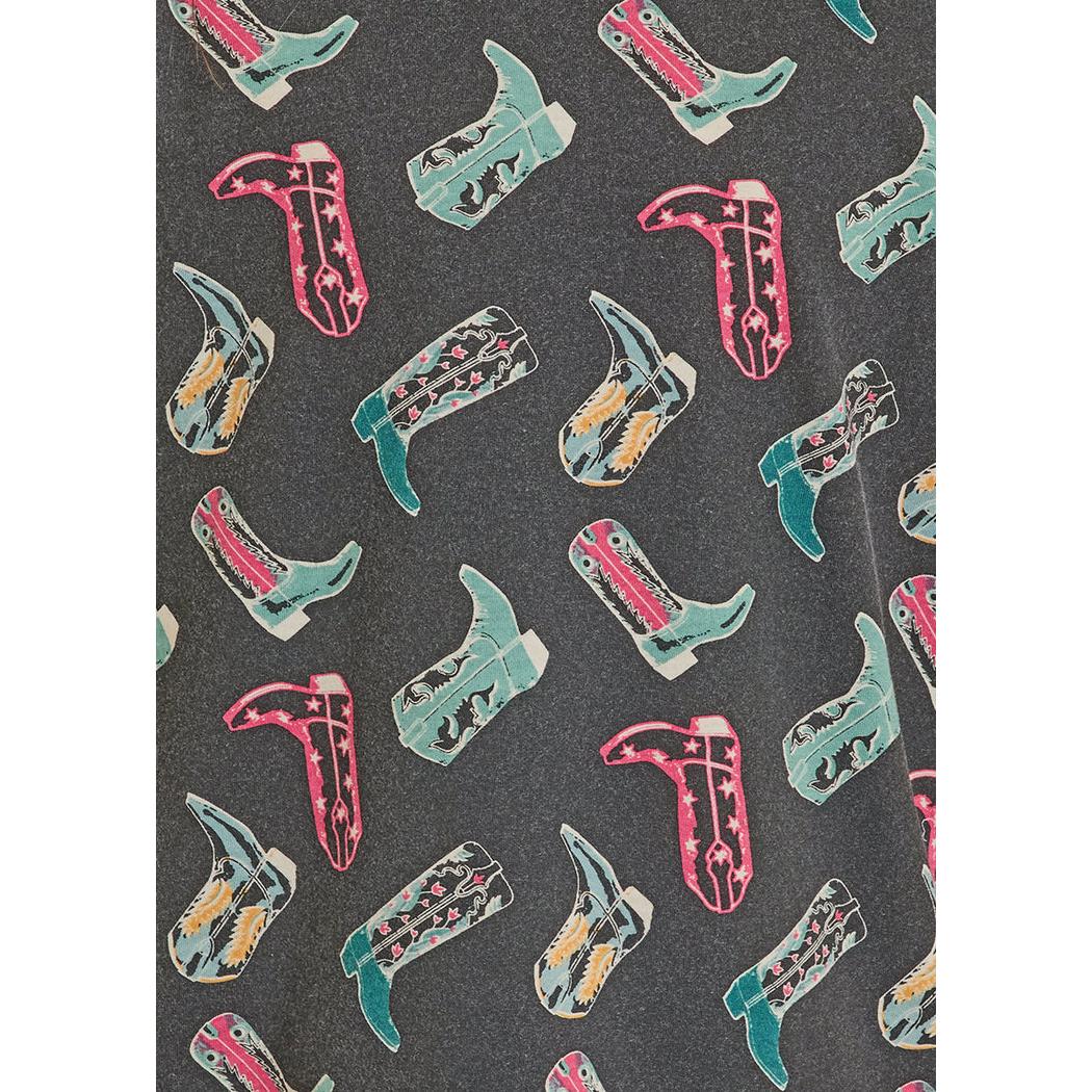 Rock & Roll Girl's Boot Print Short Sleeve Tee Shirt - Black - Image 2
