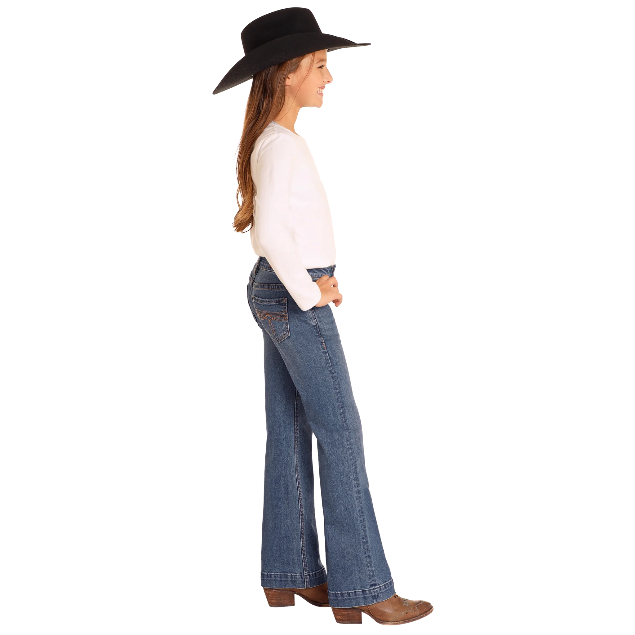Rock & Roll  Girl's Boot Stitch Trouser-Medium Vintage Wash - Image 3