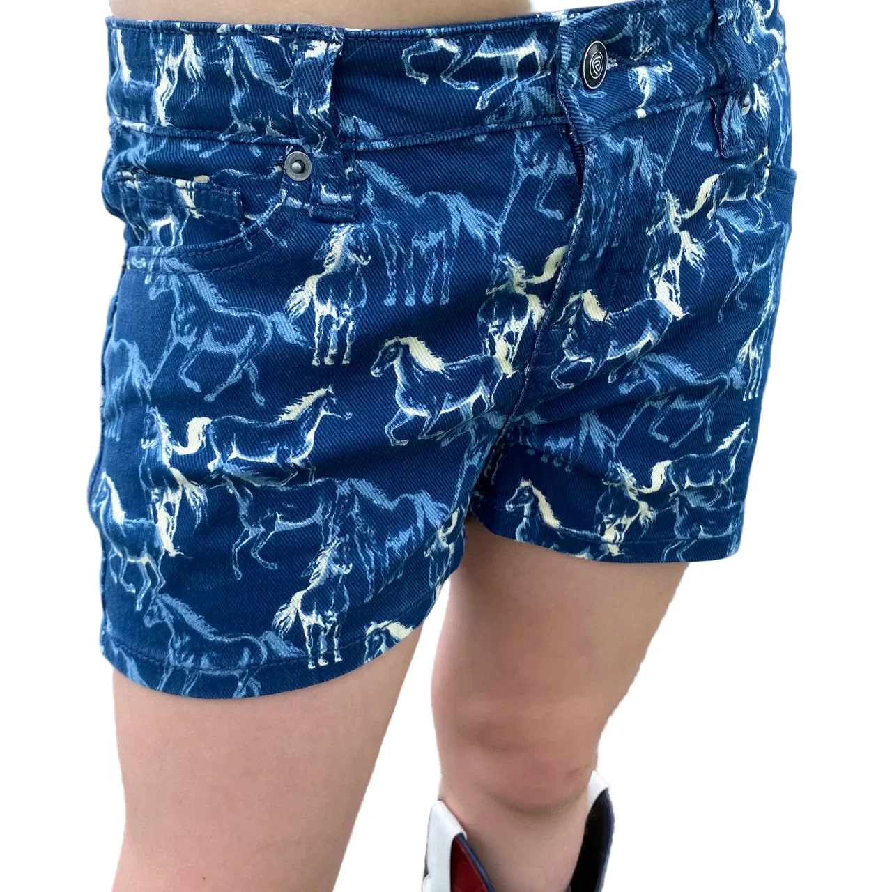 Rock & Roll Girl's Horse Print Shorts - Blue