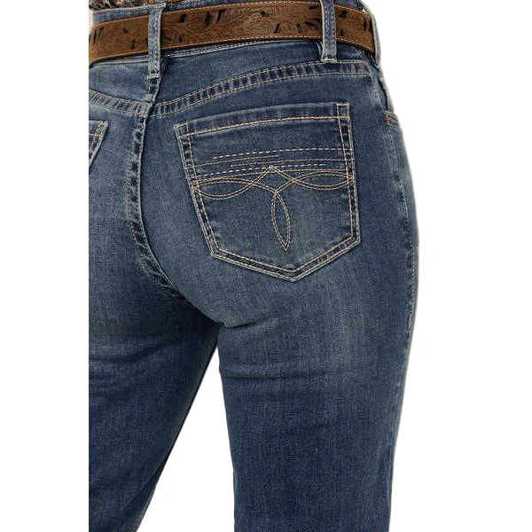 Rock & Roll Women's High Rise Modest Bootcut Stretch Jeans - Medium Wash
