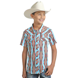Rock & Roll Kid's Short Sleeve Snap Shirt - Aztec