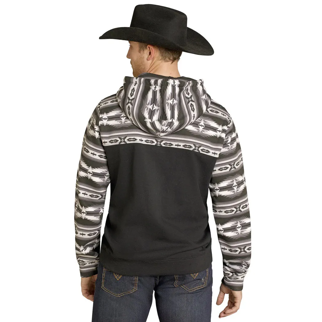 Rock & Roll Men's Aztec Block Long Sleeve Hoodie - Black - Image 2