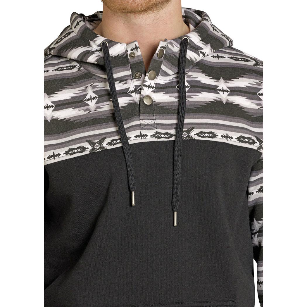 Rock & Roll Men's Aztec Block Long Sleeve Hoodie - Black - Image 3