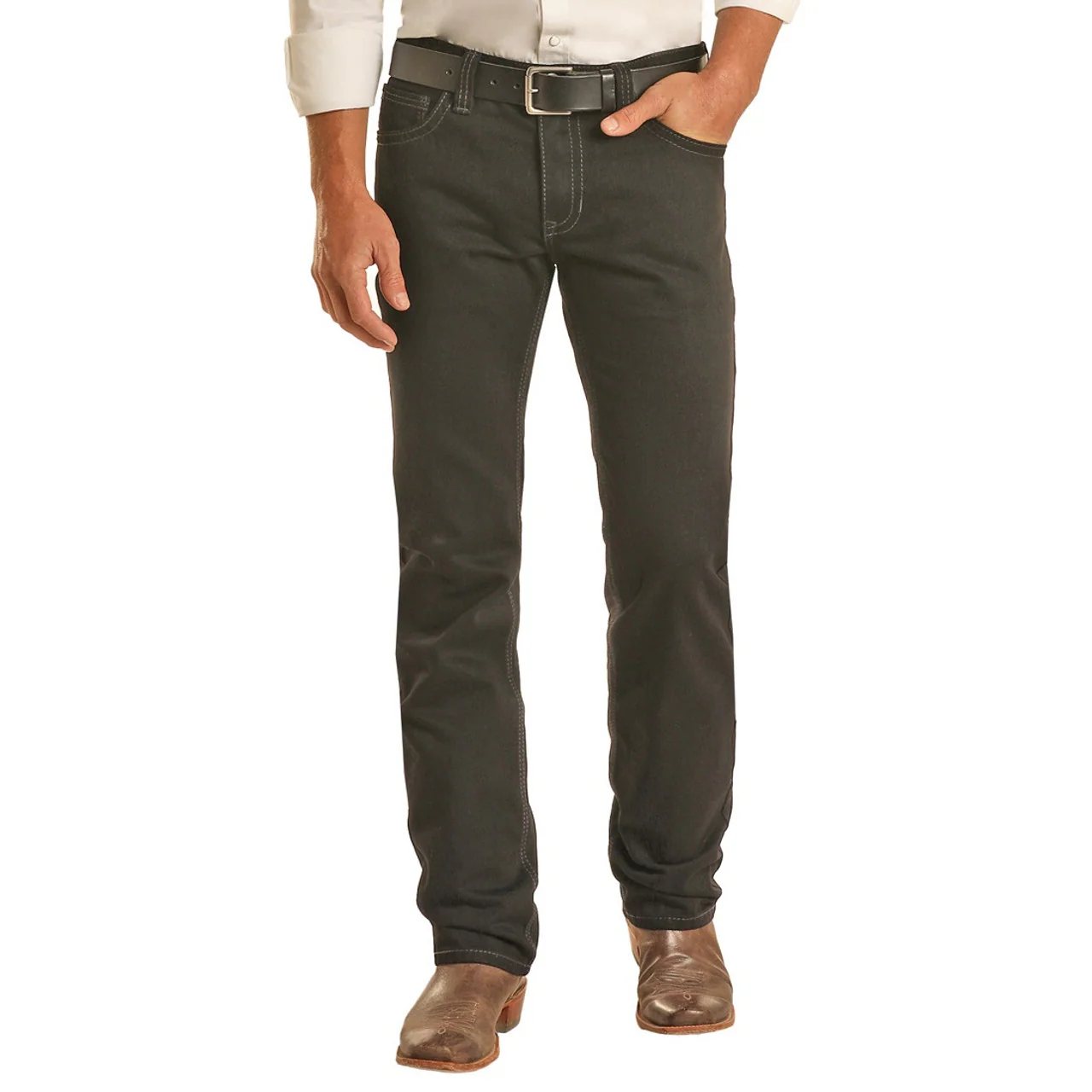 Rock & Roll Men's Black Slim Straight Revolver Jeans