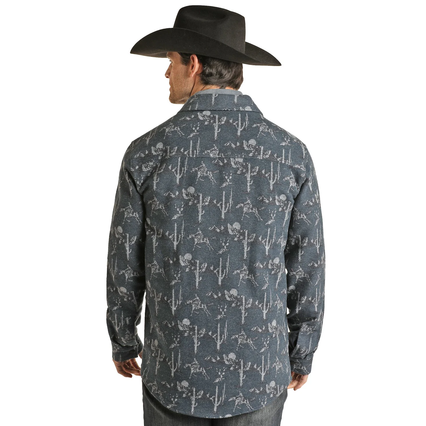 Rock & Roll Men's Convo. Jacquard Shirt Jacket - Blue - Image 2