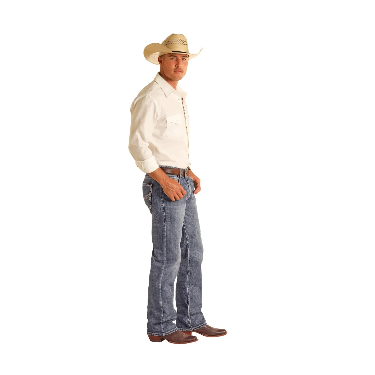 Rock & Roll Men's Crossed Emb Straight Leg Jeans - Image 2