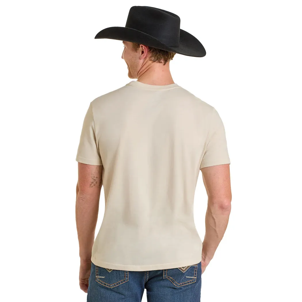 Rock & Roll Men's Dale Brisby Pow Pow Short Sleeve Graphic Tee Shirt - Tan - Image 2