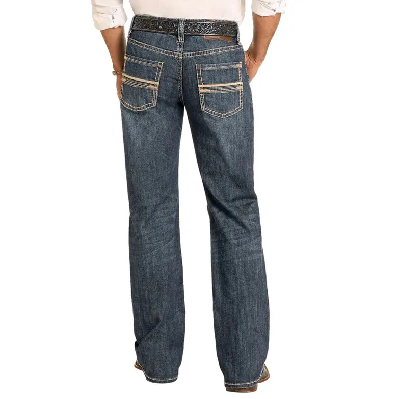 Rock & Roll Men's Double Barrel Straight Boot Jean - Dark Vintage
