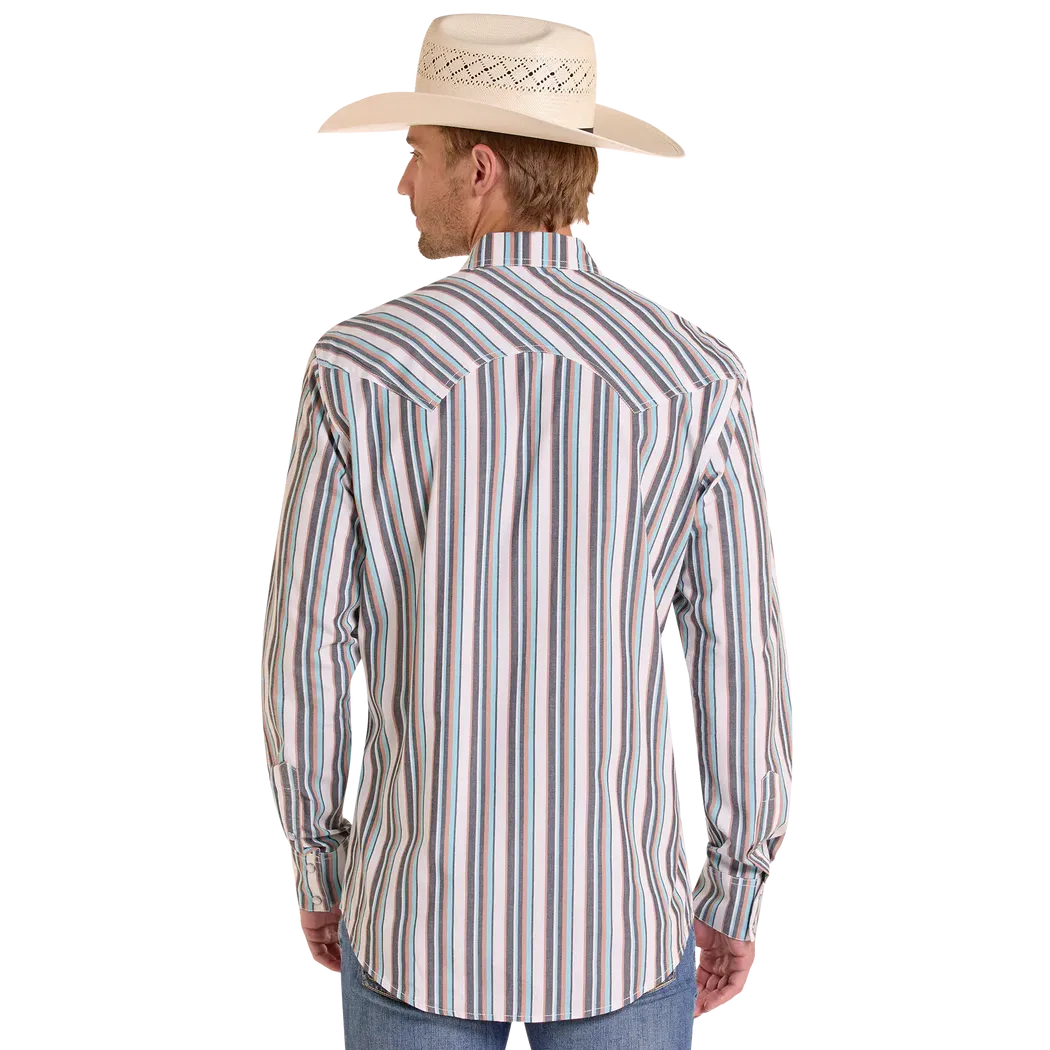 Rock & Roll Men's Koe Wetzel Dobby Striped LS Snap Shirt - Multicoloured - Image 3