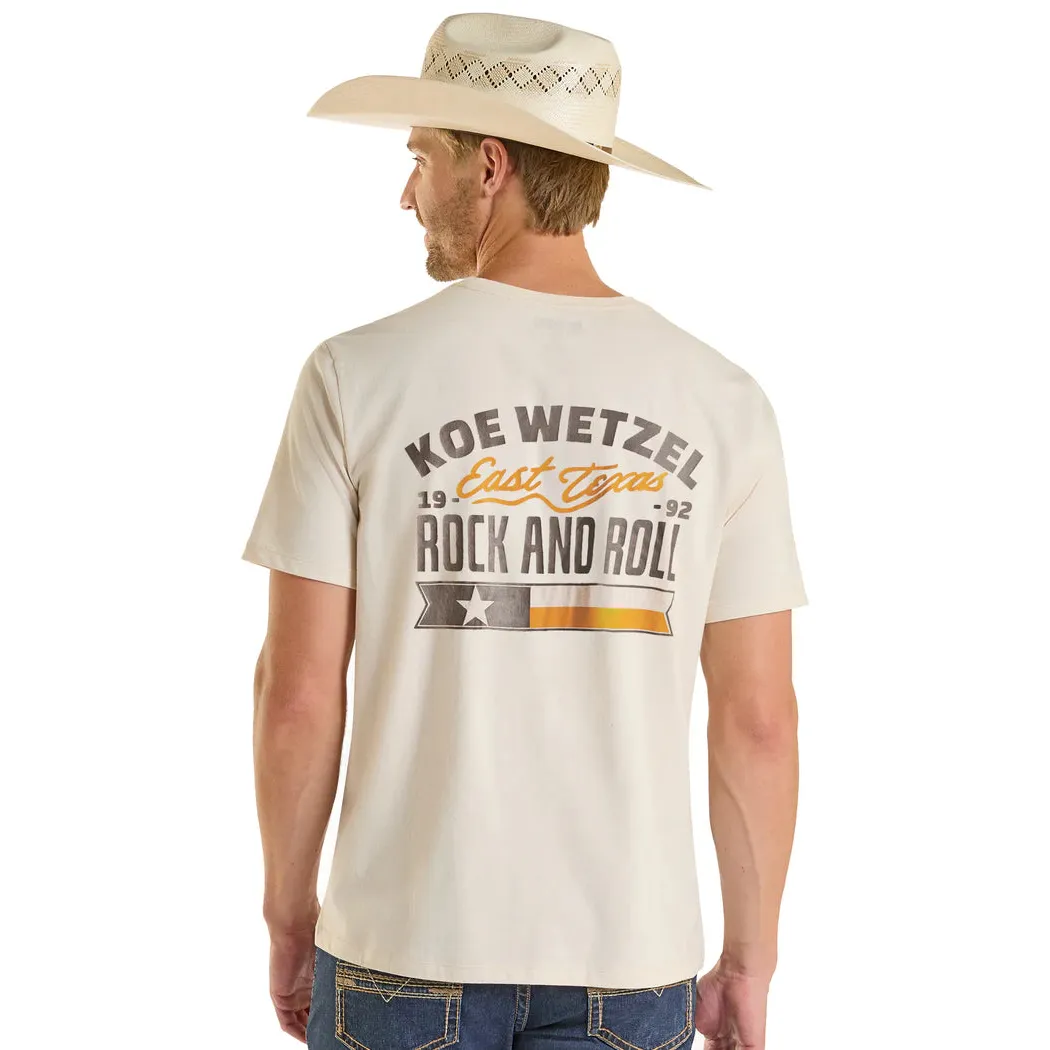 Rock & Roll Men's Koe Wetzel East Texas Graphic Tee Shirt - Cream