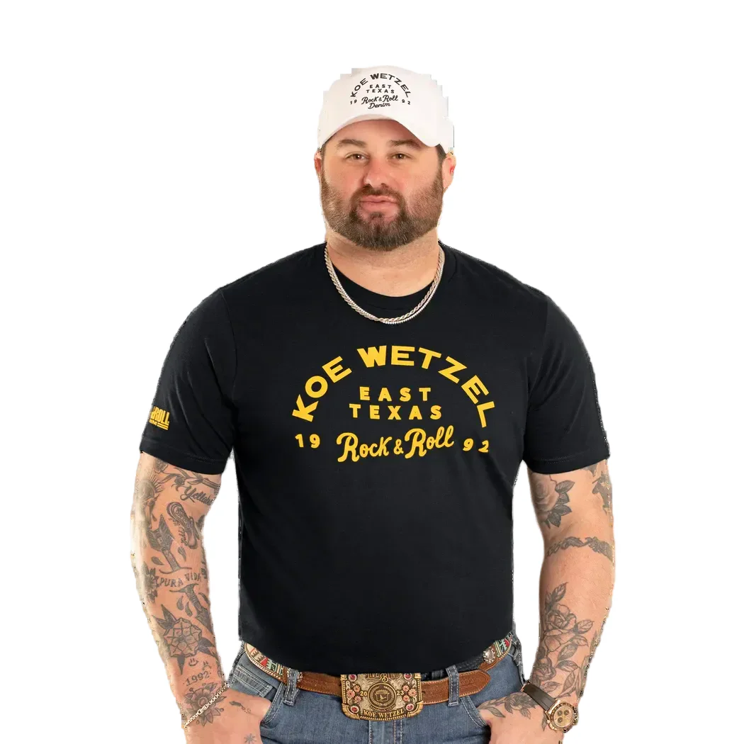 Rock & Roll Men's Koe Wetzel East Texas Rock & Roll Short Sleeve Tee Shirt - Black