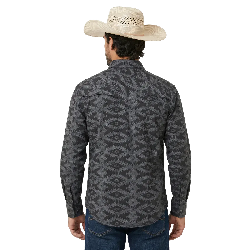 Rock & Roll Men's Koe Wetzel X Tek Western Aztec Long Sleeve Shirt - Charcoal - Image 2