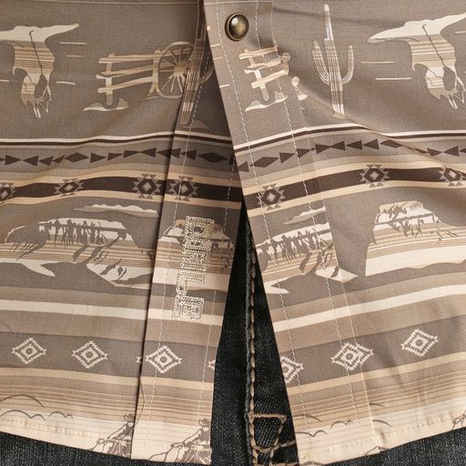 Rock & Roll Men's Long Sleeve 2 Pocket Conversational Dale Shirt - Taupe - Image 2