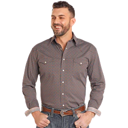 Rock & Roll Men's Long Sleeve Snap Shirt - Brown