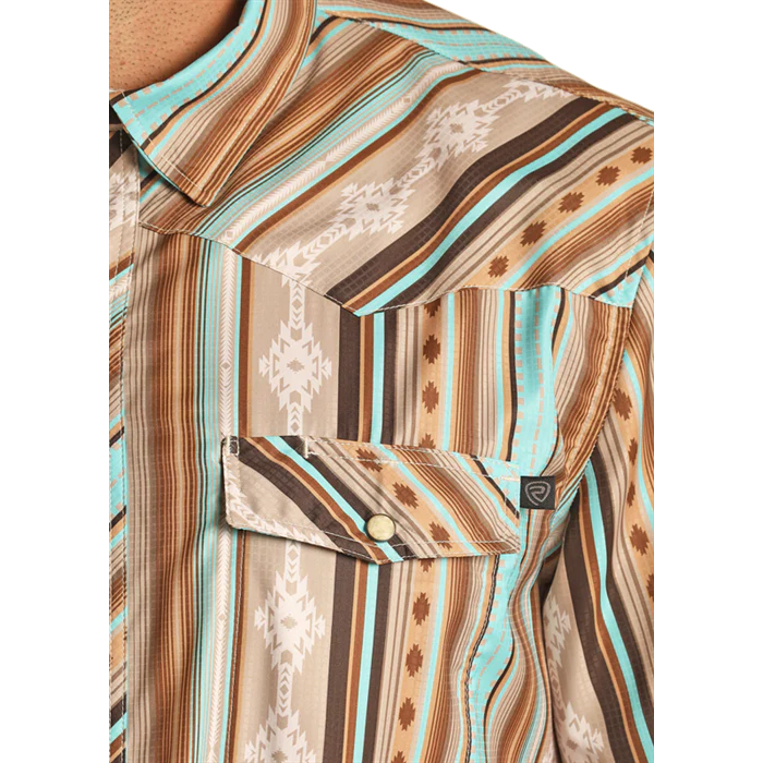 Rock & Roll Men's LS Ripstop Tropical Shirt Tan - Image 2