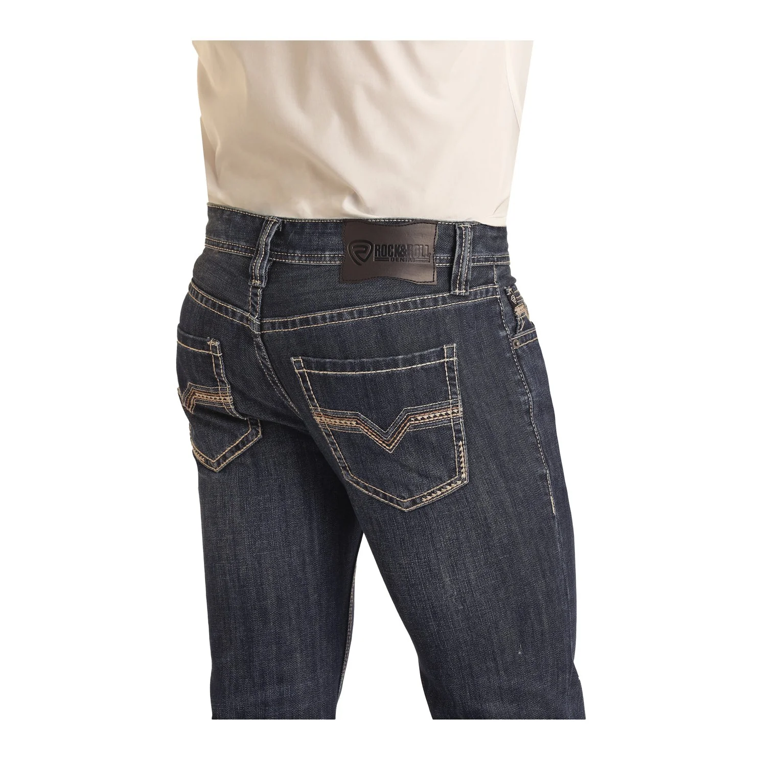 Rock & Roll Men's Raised Denim Pistol Bootcut Jeans - Dark Vintage - Image 3