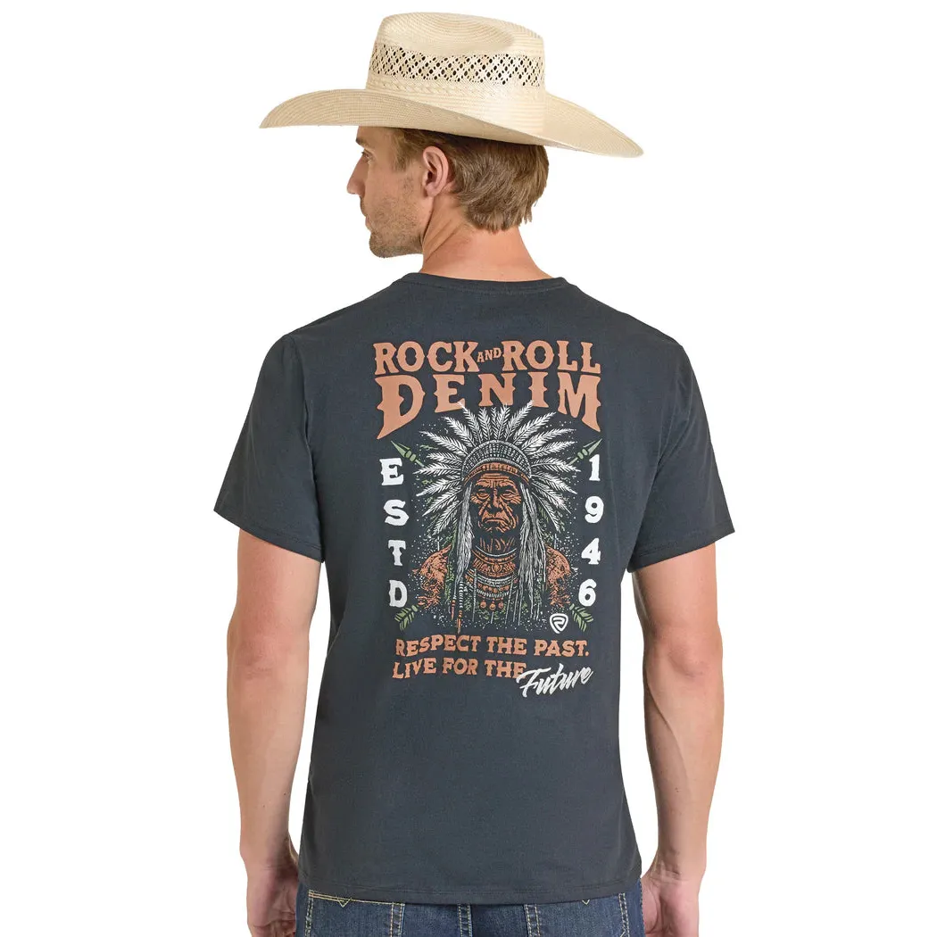 Rock & Roll Men's Short Sleeve Printed Tee Shirt - Black - Image 2